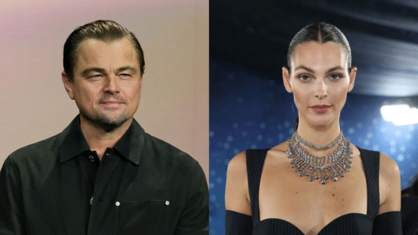 DiCaprio e Vittoria Ceretti fazem rara aparição juntos em tapete vermelho